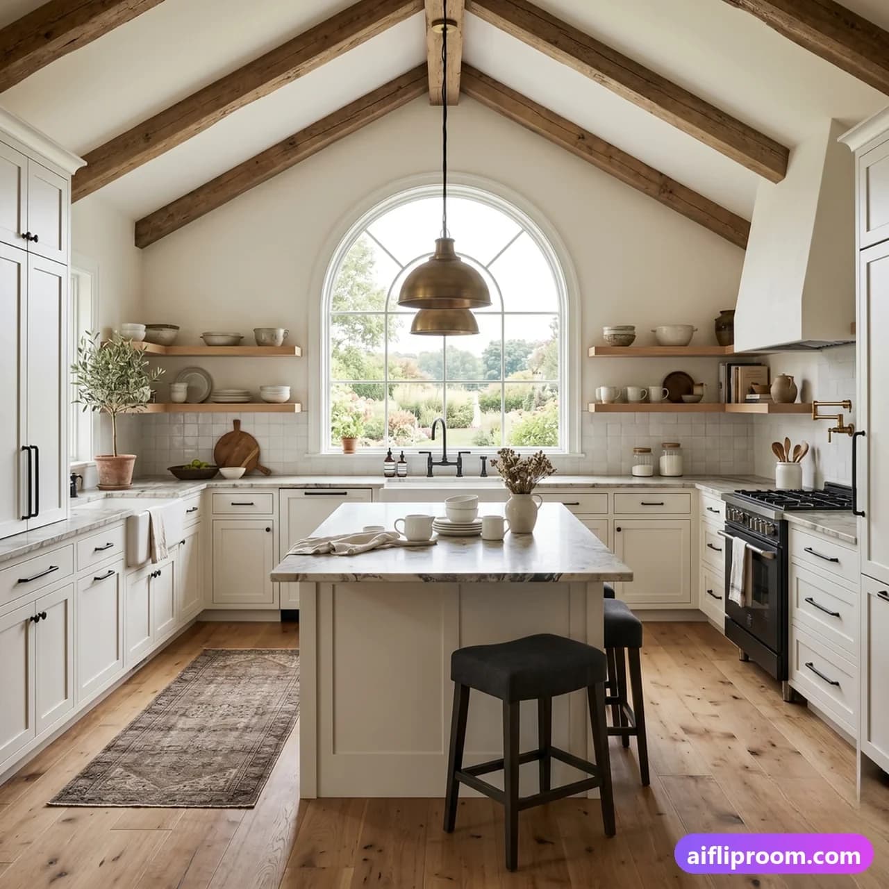 Modern Farmhouse Modern farmhouse interior design — 2025 update with black metal accents, AI-generated kitchen